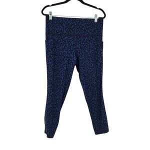 Athleta Blue Printed Salutation Stash Pocket II 7/8 Yoga Leggings Size Large